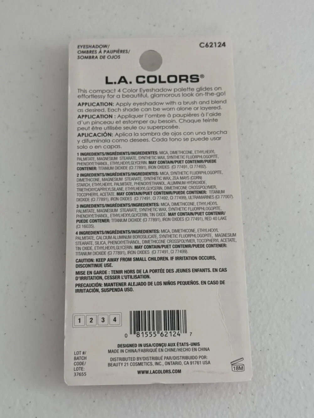 L.A. Colors 4 Color Eyeshadow Palette Queen's Desire C62124 New